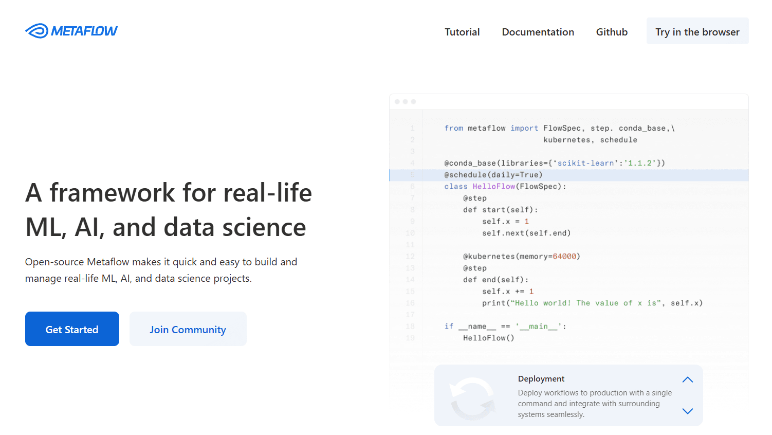 MetaFlow - Machine Learning Orchestration